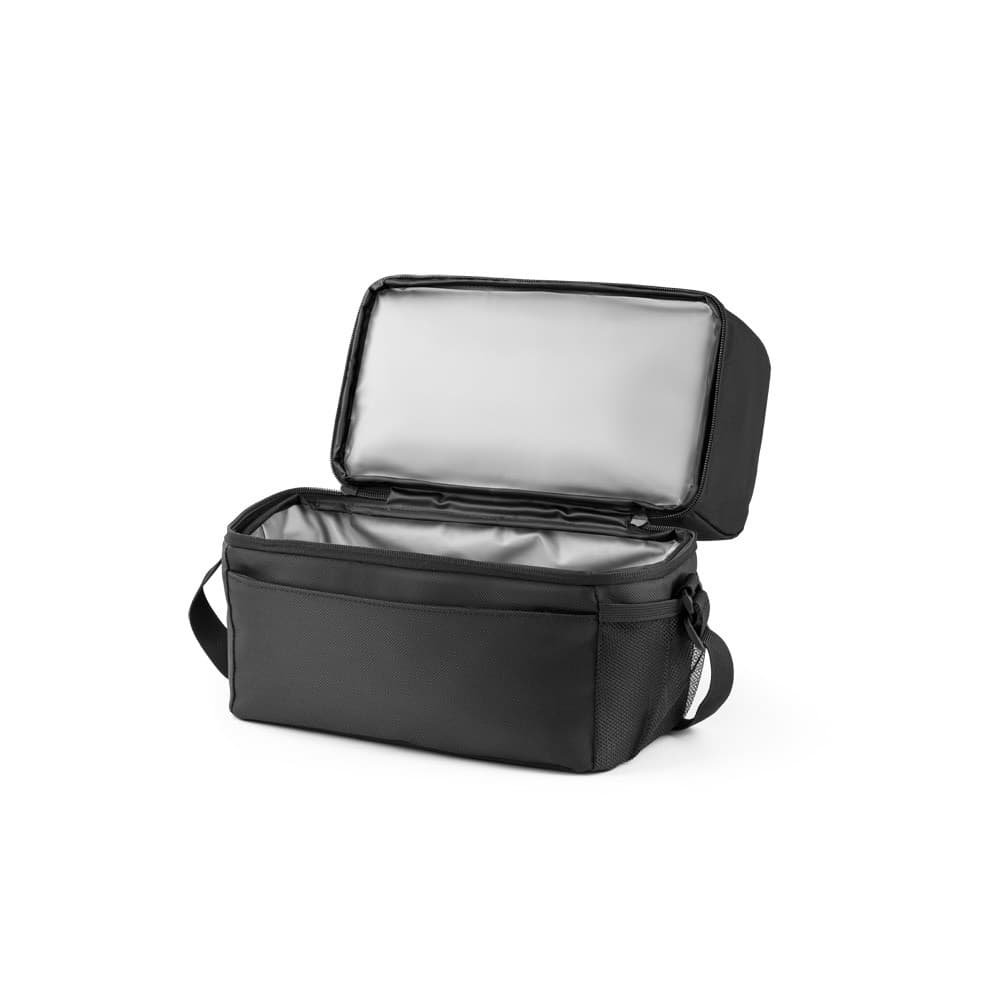 ZIPPERS COOLER. Saco térmico 8'5L em 300D e 840D Jacquard — Preto