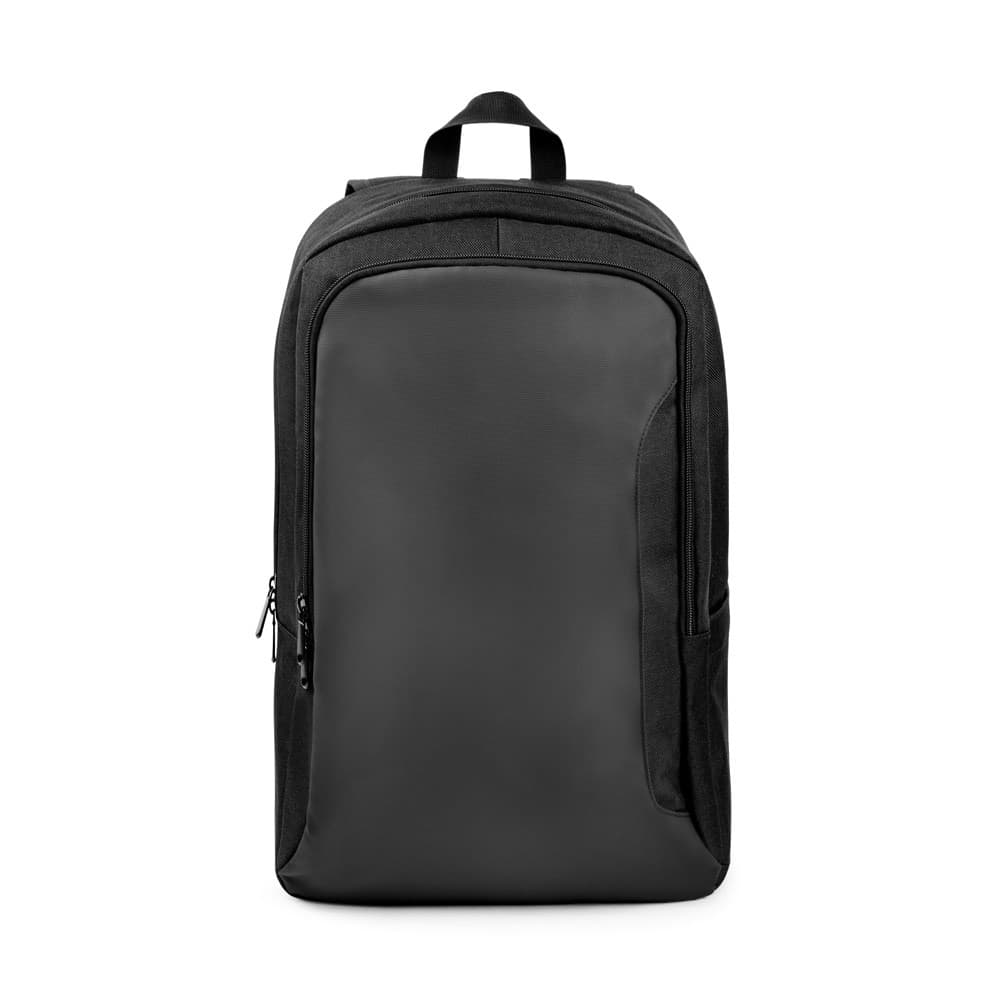 DRAMMEN. Mochila para computador portátil em poliéster reciclado 600D de alta densidade — Preto