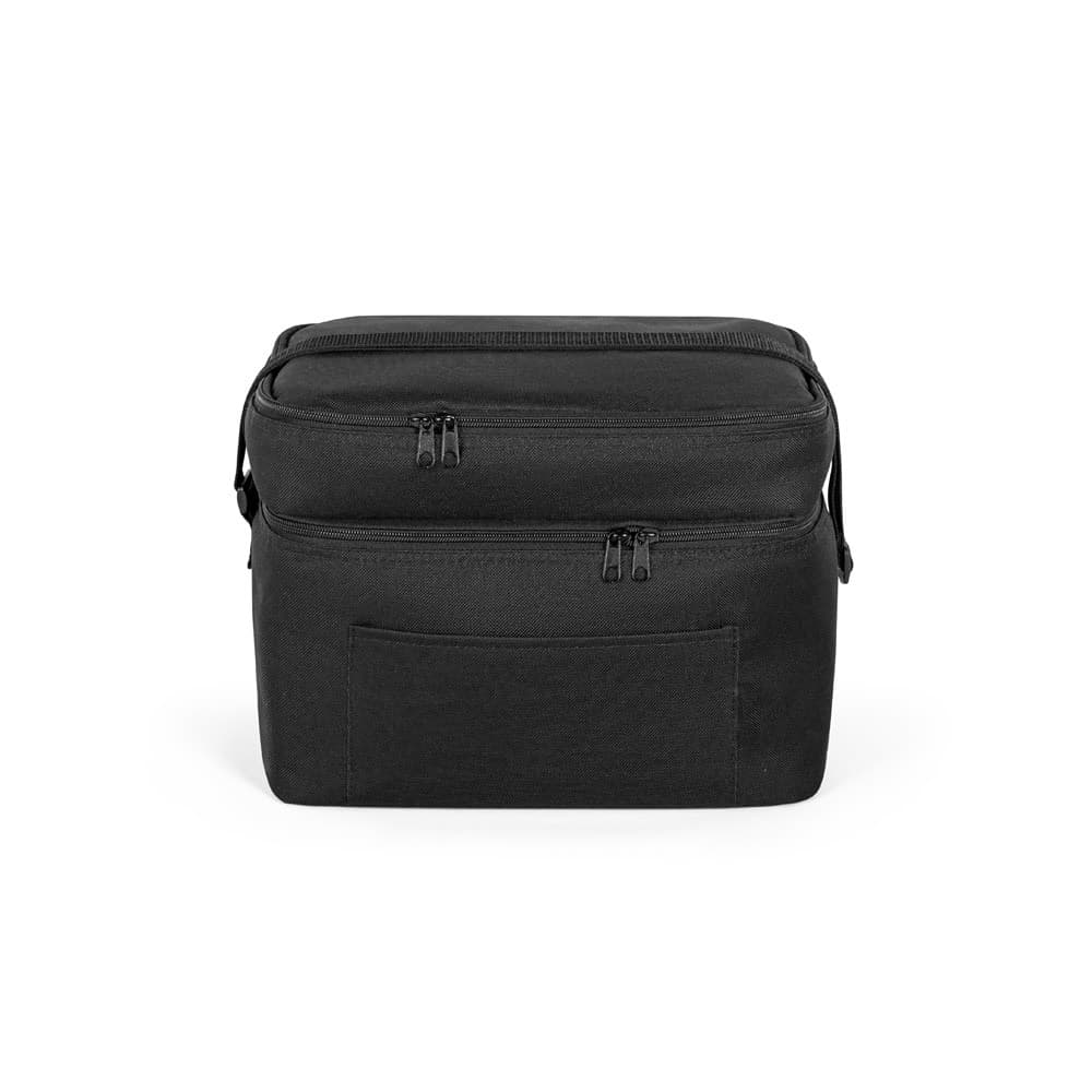 CANCUN LARGE. Saco térmico em poliéster reciclado 600D, com alça em webbing ajustável 14 L — Preto
