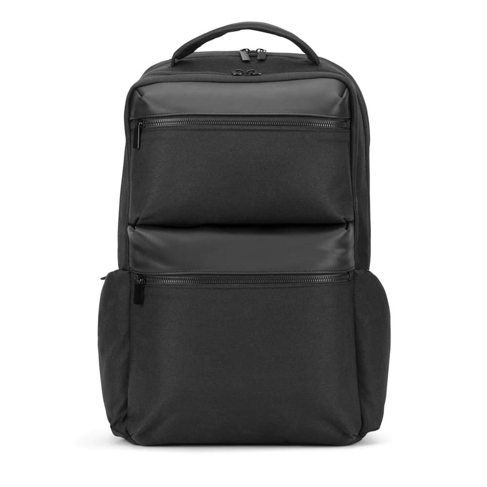 COPENHAGEN. Mochila em twill reciclado repelente à água com dois bolsos frontais de grande dimensão 17'3" — Preto