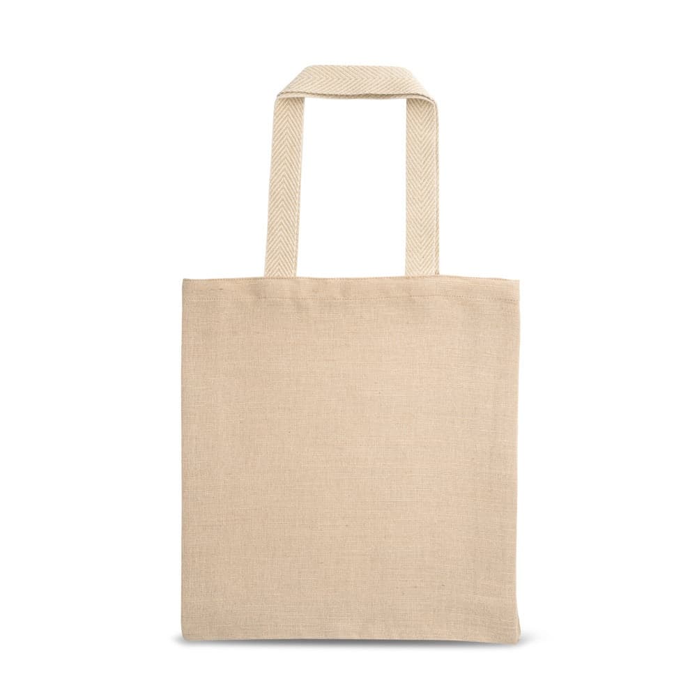 PADOVA. Saco em juco (275 g/m²) com bolso interior em 100% algodão (120 g/m²) — Natural