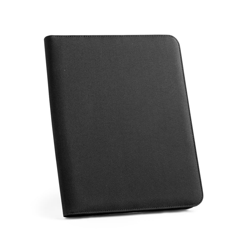 EMERGE FOLDER. Pasta A4 em poliéster reciclado (100% rPET) 300D com fecho — Preto