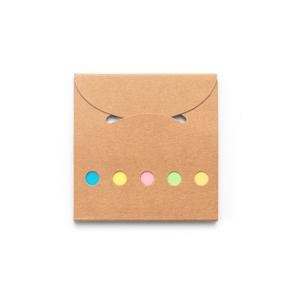 AINSLEY. Conjunto 2 em 1 para escritório, em papel 100% reciclado, com 6 blocos de notas adesivas — Natural