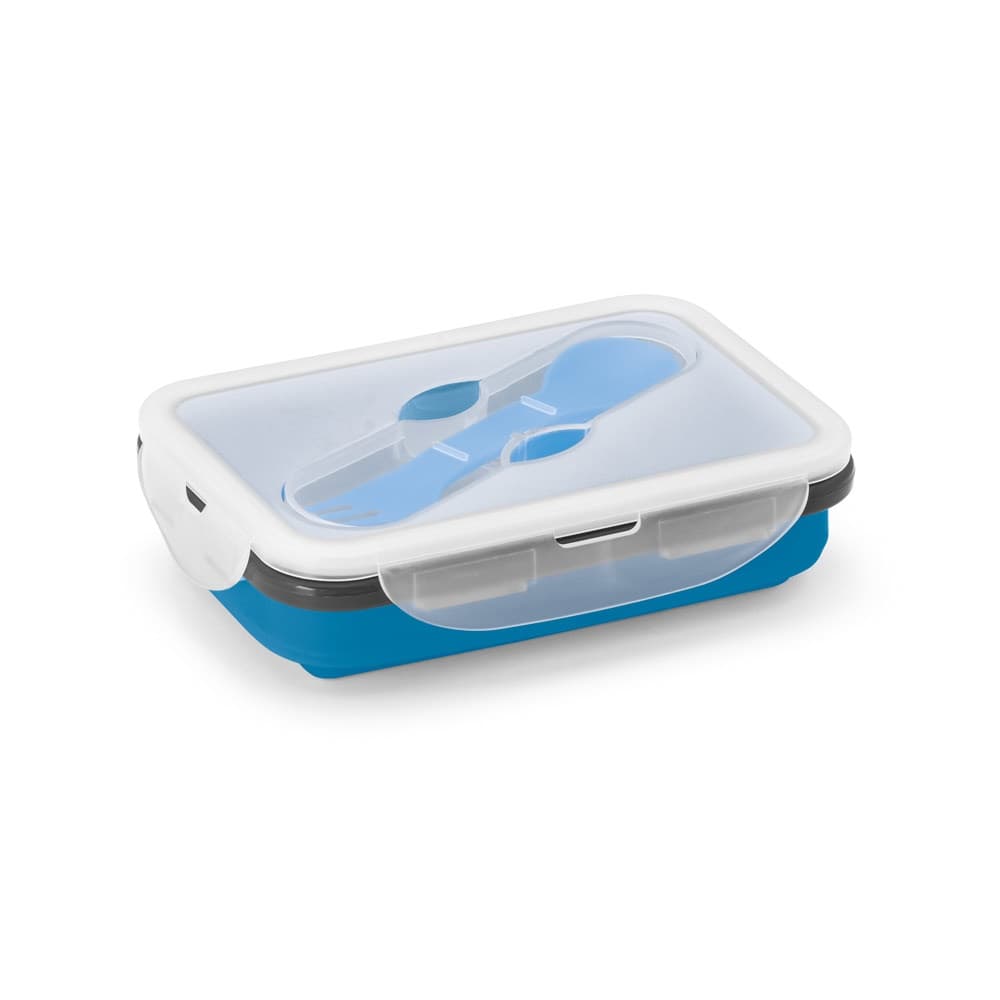 SAFFRON. Lancheira. Caixa hermética retrátil em silicone e PP 640 mL — Azul