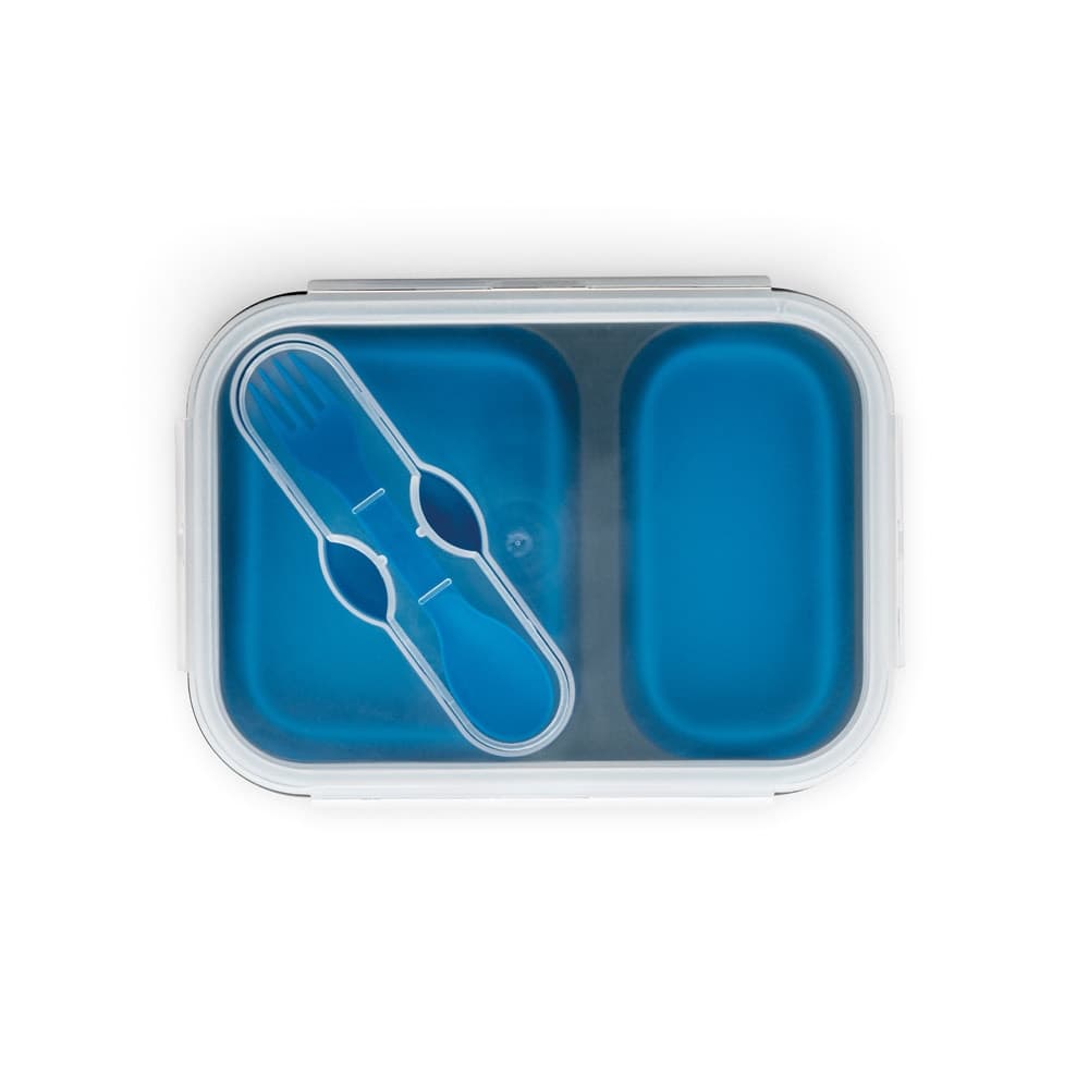 DILL. Lancheira. Caixa hermética retrátil em silicone e PP (480 e 760 mL) — Azul