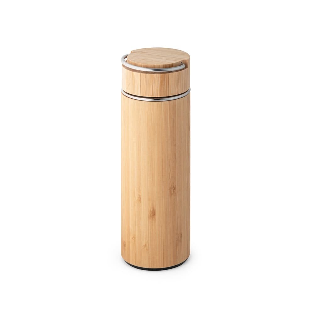 SOW. Garrafa térmica em bambu e aço inoxidável 440 mL — Natural