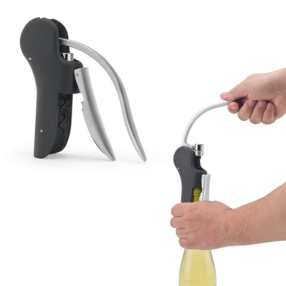 LAGREIN. Saca-rolhas em ABS e zinco com alavanca automática para abertura fácil