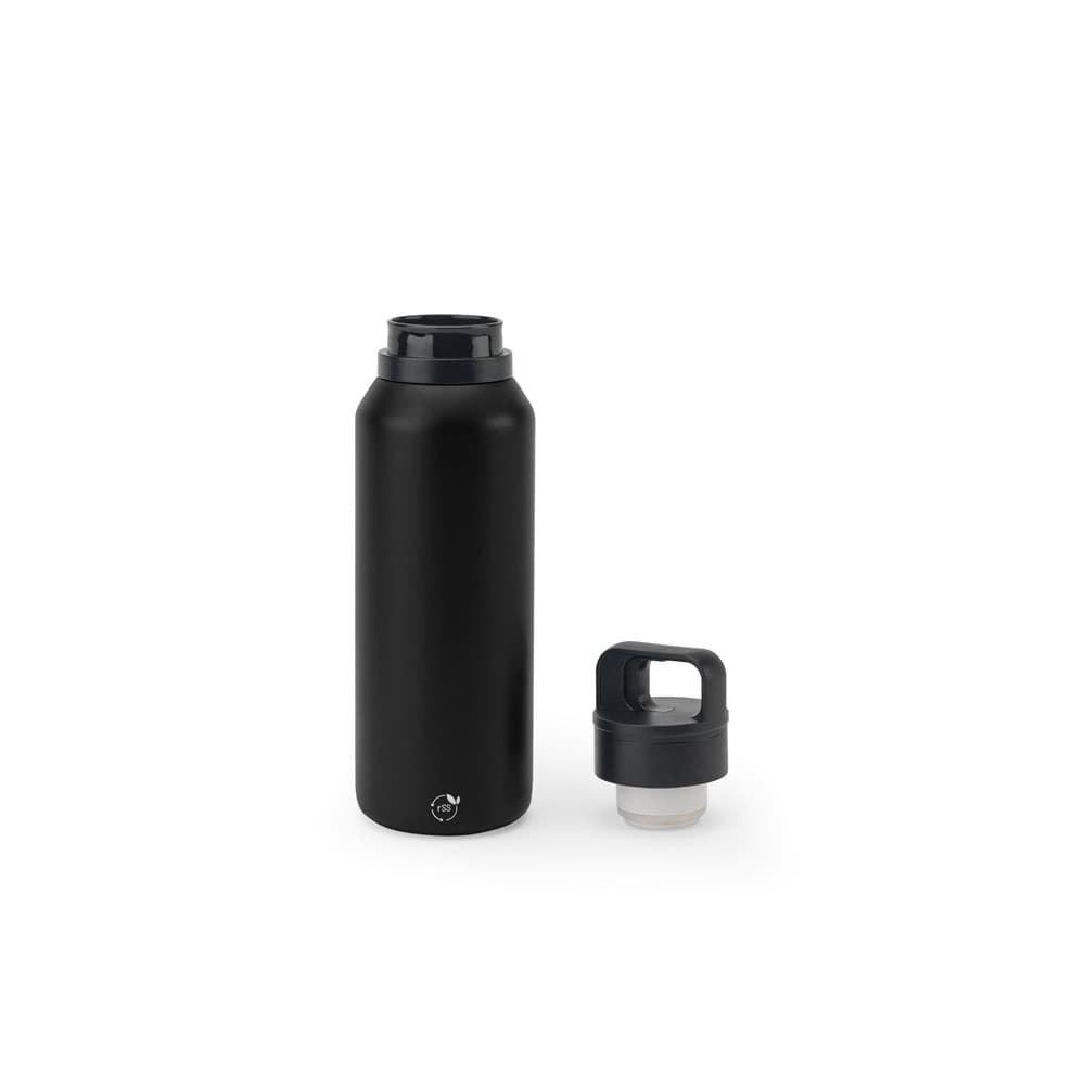 NICKLAUS. Garrafa em aço inoxidável (91% reciclado) com parede dupla isolada a vácuo 590 mL — Preto