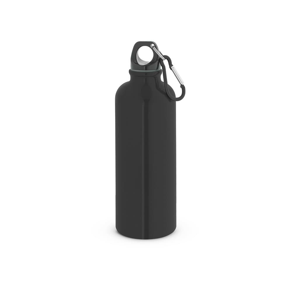 KELCE. Garrafa em aço inoxidável com parede simples e mosquetão 550 ml — Preto