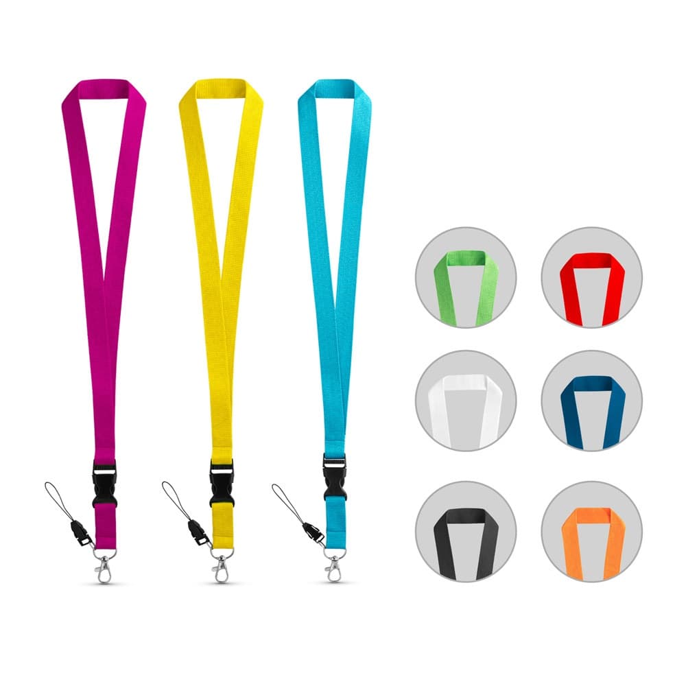ANQUETIL. Lanyard em poliéster com mosquetão em metal
