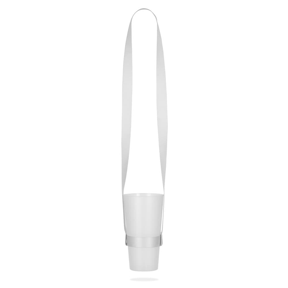 SHEFFIELD. SET Lanyard SUBLIMATION Long II (20 mm) Duo com porta-copos em lanyard de sublimação — Branco