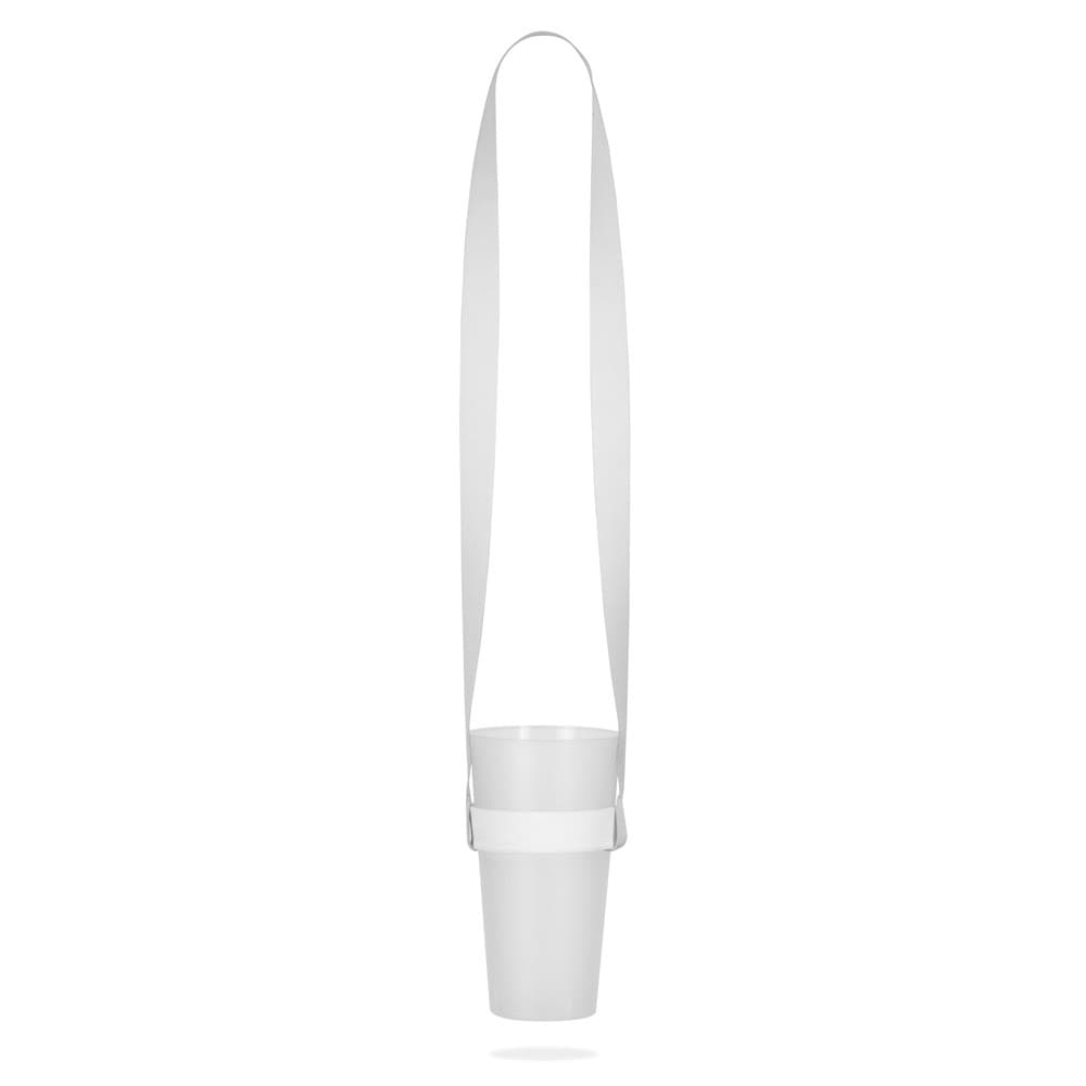 SWINDON. SET Lanyard SUBLIMATION Long II (20 mm) Duo com porta-copos em elástico de sublimação — Branco
