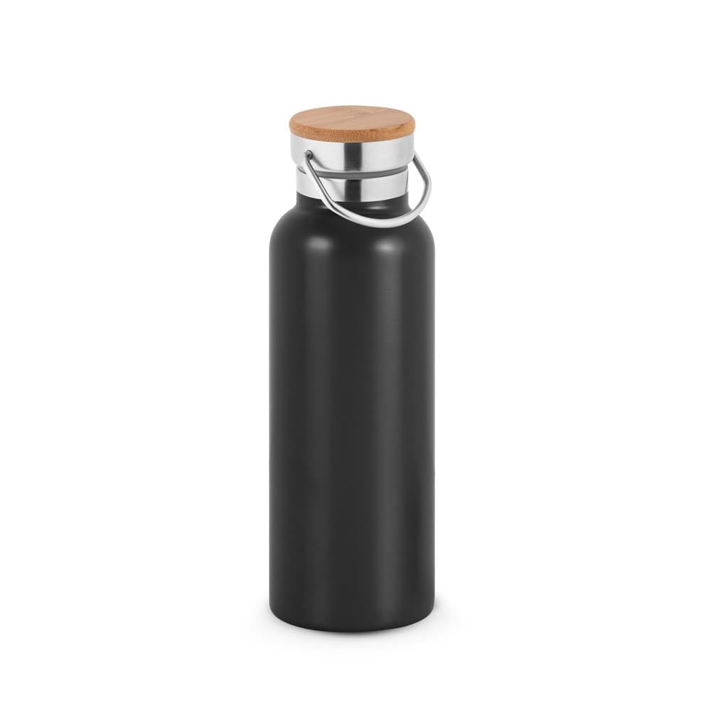 RAGNAR. Garrafa em aço inoxidável (36% reciclado) de parede dupla térmica, isolada a vácuo 570 mL — Preto
