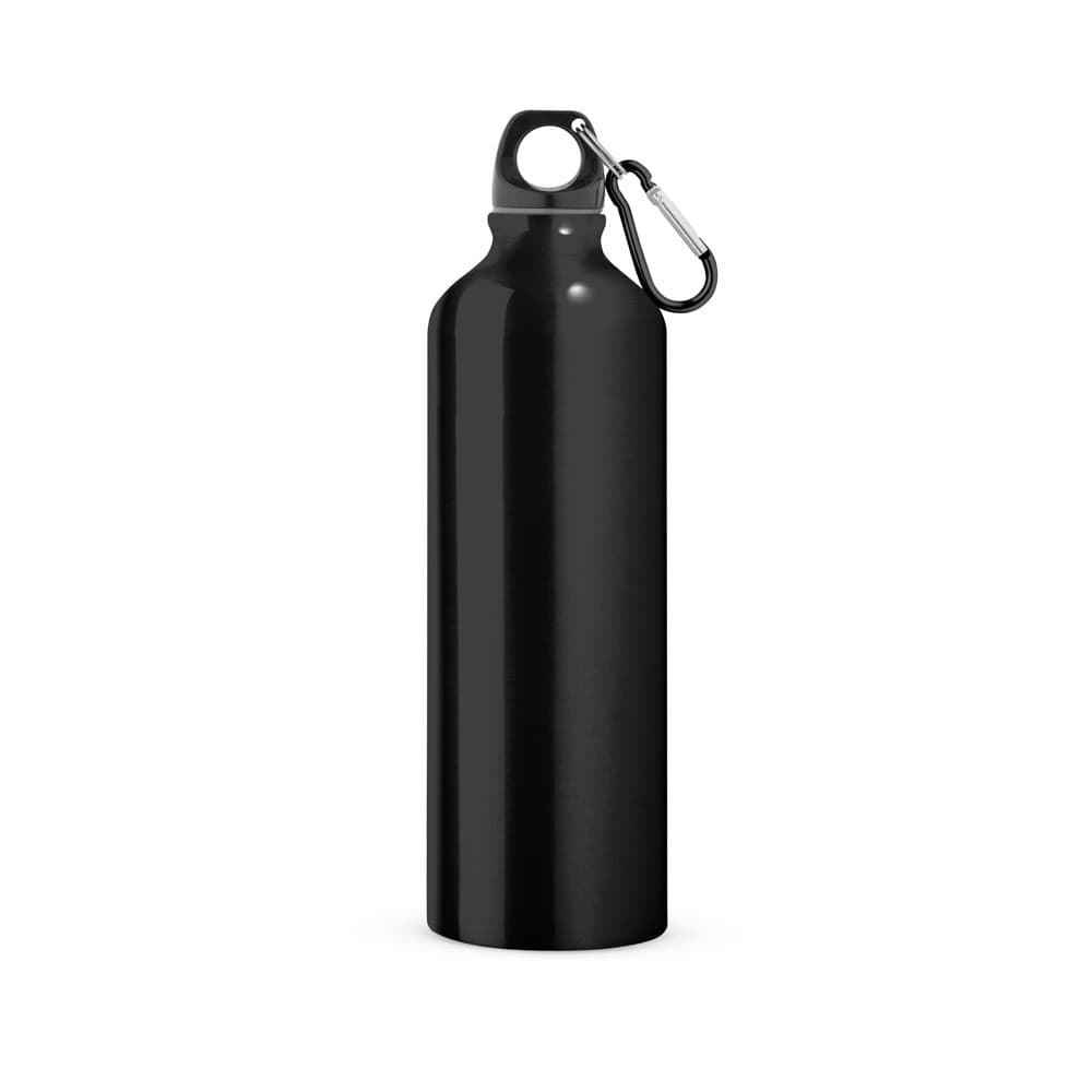 LANDSCAPE L. Garrafa de desporto em alumínio com mosquetão 800 mL — Preto