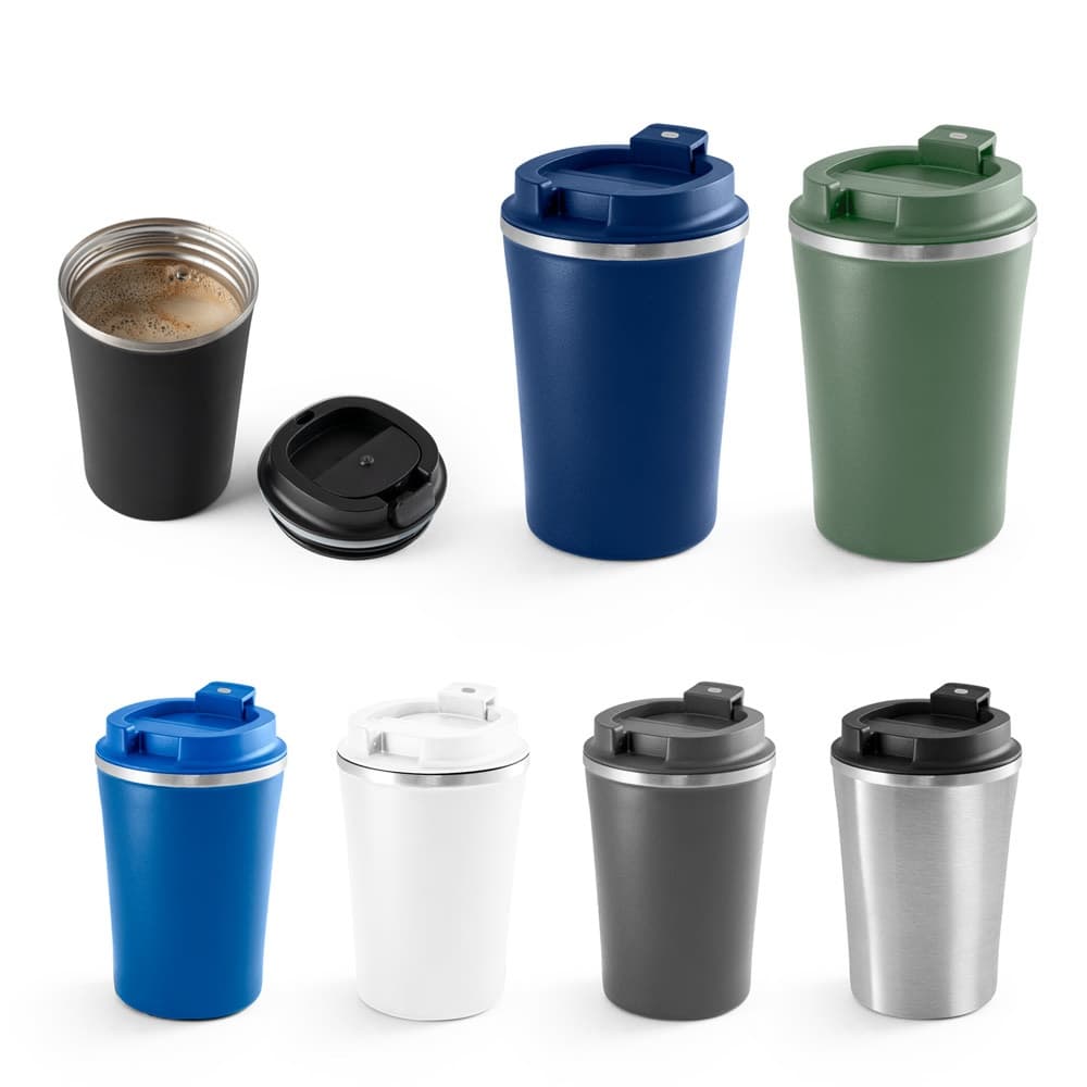 PHELPS. Copo de viagem em aço inoxidável e PP 470 mL