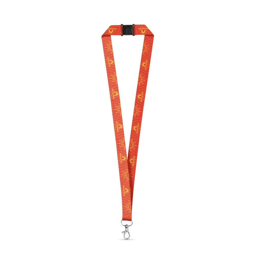 BRISTOL. SET Lanyard SUBLIMATION Long II (20 mm) com mosquetão de gatilho 20 mm e fecho de segurança — Branco