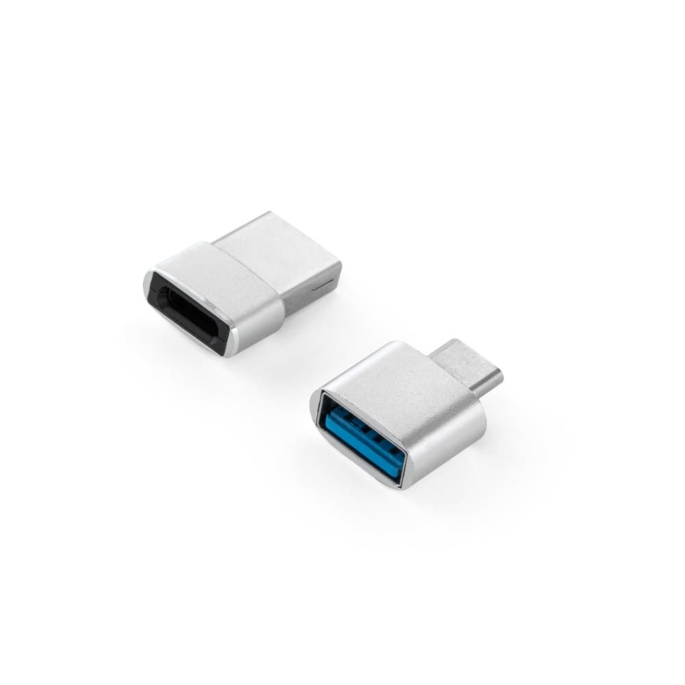 MINSKY. Conjunto de 2 adaptadores USB-A / USB-C em alumínio — Cromado satinado