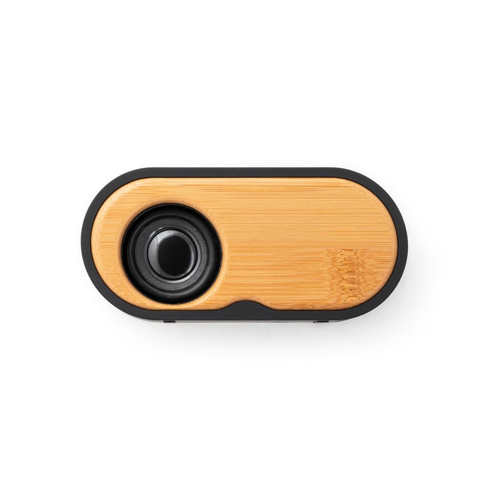 TILLY. Coluna de som portátil de 3W com 5h de autonomia em bambu e ABS reciclado (100% rABS) — Preto