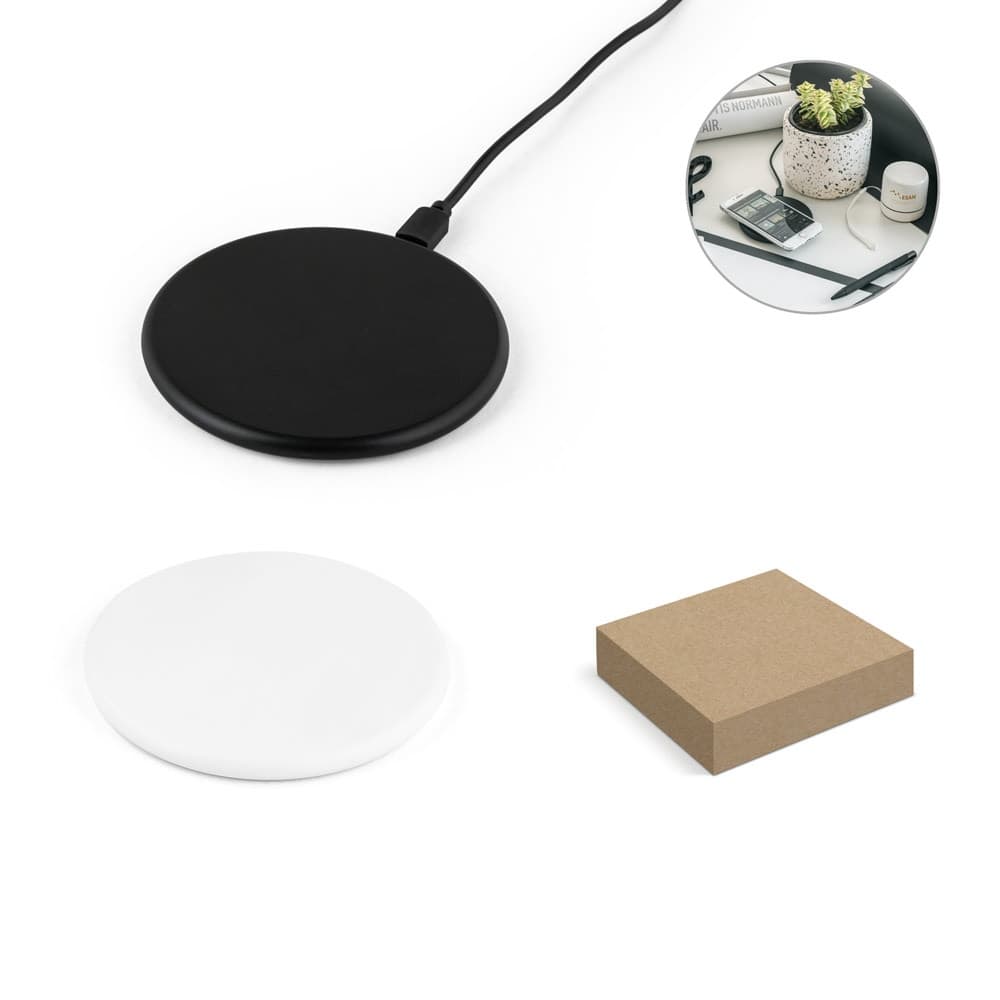SOVERY. Carregador wireless rápido 10W em ABS reciclado (100% rABS)