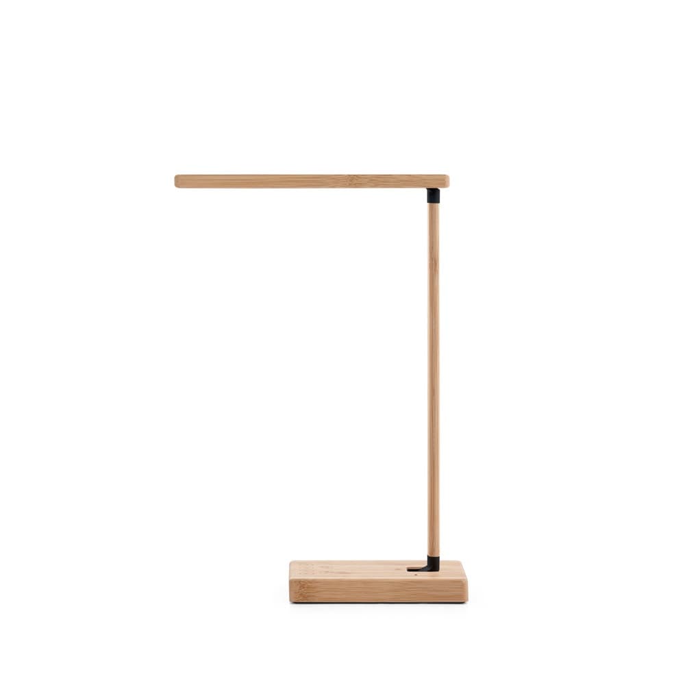 MOREY. Candeeiro de secretária dobrável com carregador wireless super rápido 15W em bambu — Natural