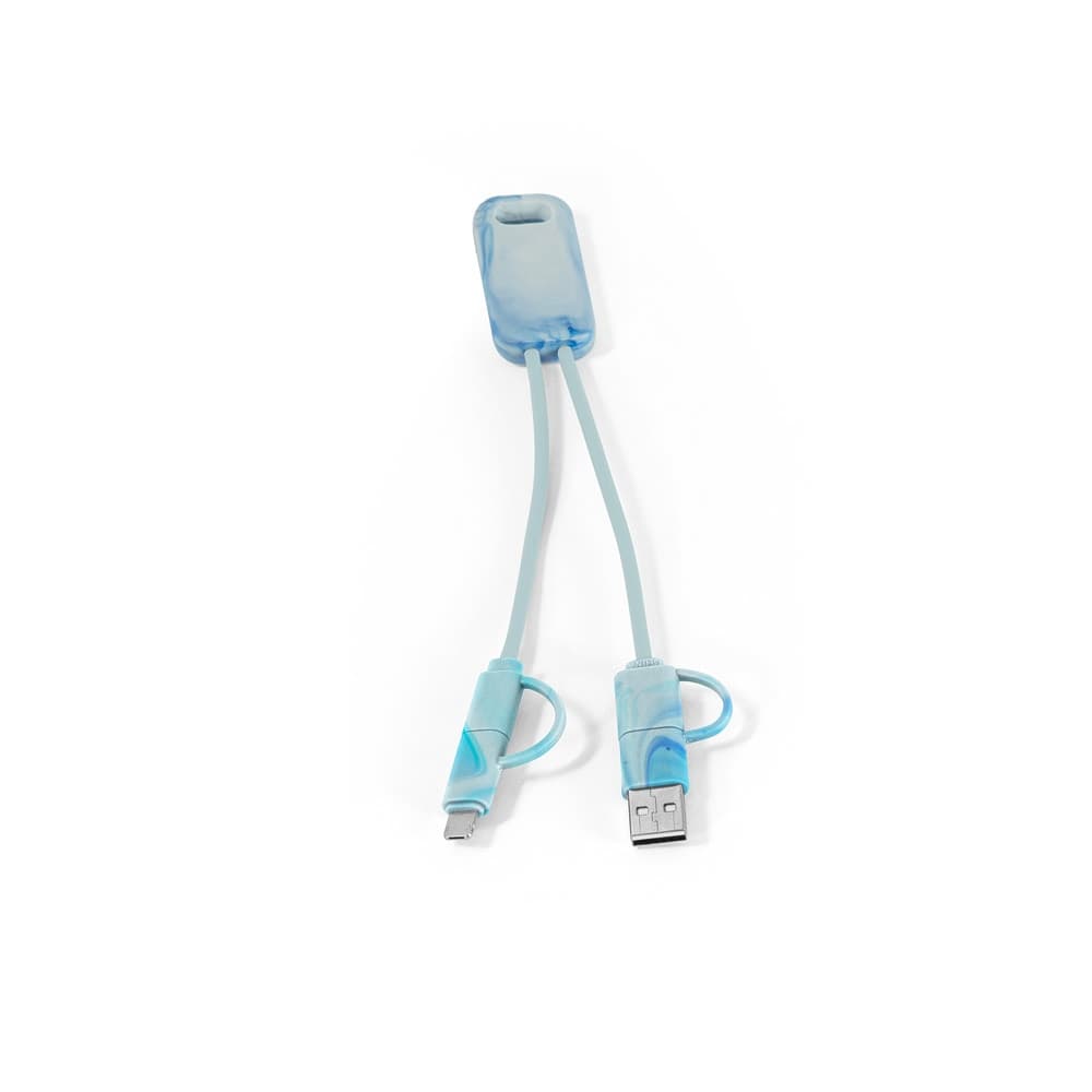 BERNERS. Cabo USB super rápido 6 em 1 em PET reciclado (100% rPET) — Sortido