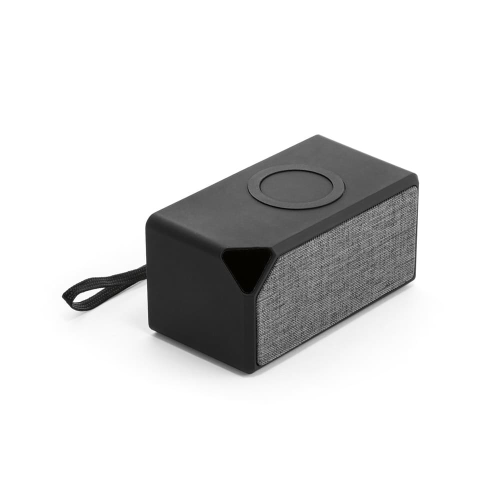 GRUBBS. Coluna de som portátil em ABS com carregamento wireless — Preto