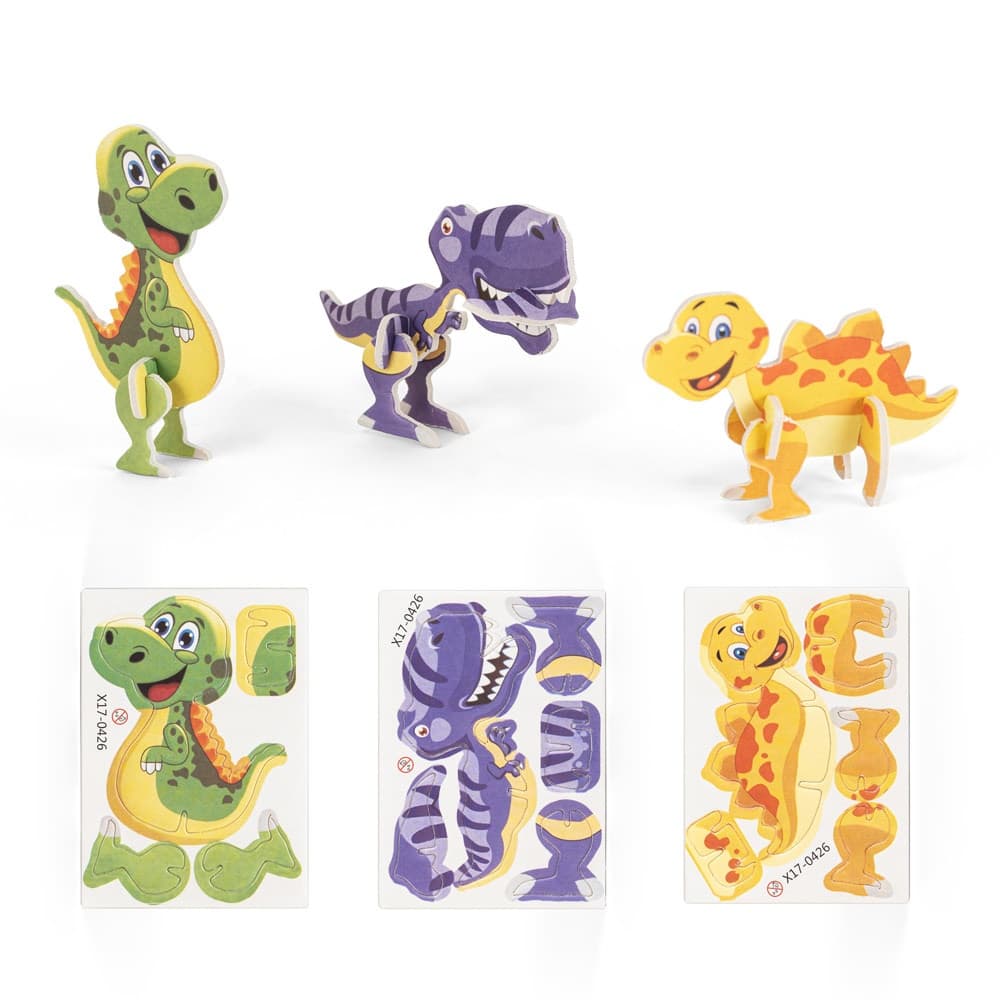 DINOSAURUS. Puzzle 3D em papel em formato de dinossauro