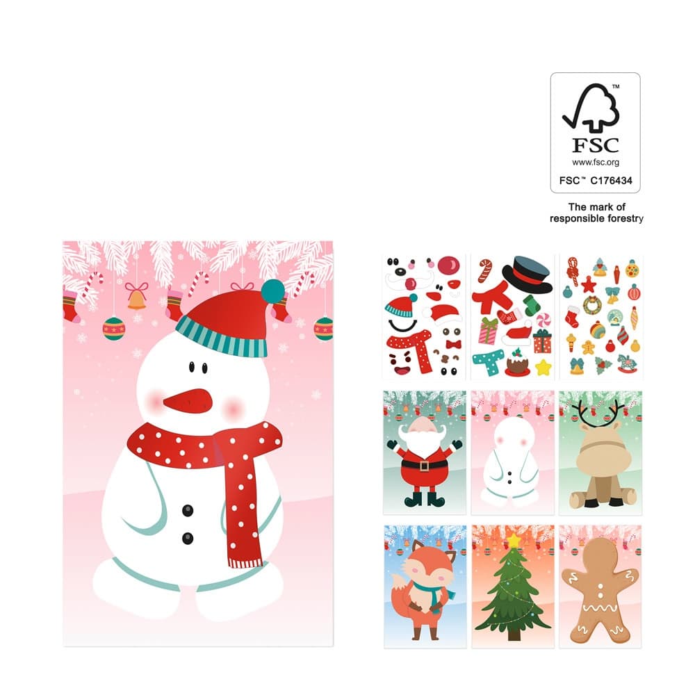GLIMN. Conjunto composto por seis folhas com figuras de Natal e 3 folhas de autocolantes