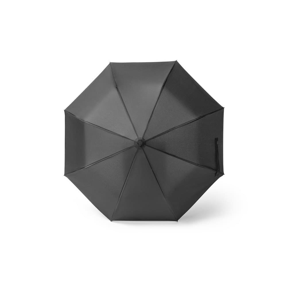 SKYLAR. Guarda-Chuva 2 em 1 com saco de compras em poliéster reciclado incluído — Preto