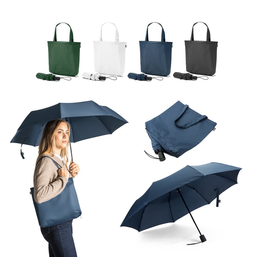 SKYLAR. Guarda-Chuva 2 em 1 com saco de compras em poliéster reciclado incluído