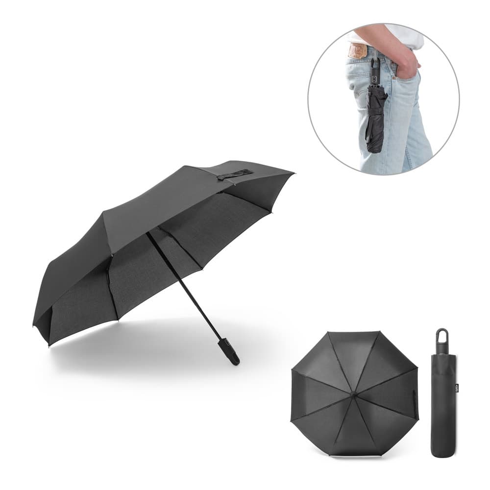 GUSTAVO. Guarda-chuva em poliéster reciclado (100% rPET) 190T pongee com abertura e fecho automático